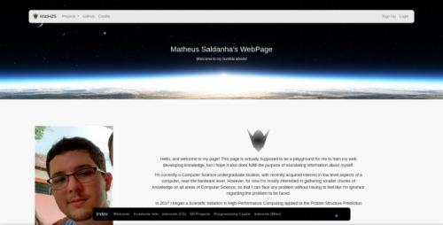 Screenshot of my webpage.